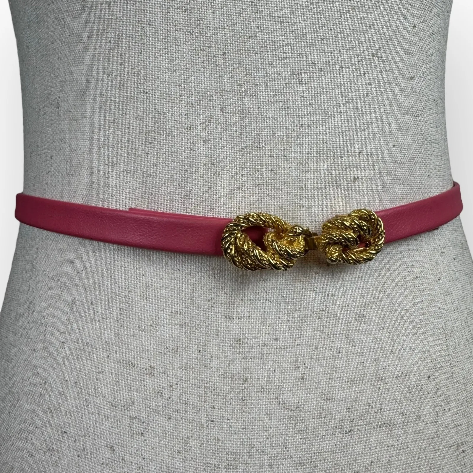 Vintage Authentic Mimi di N Pink Belt Gold Rope Buckle Signed 1980s Designer - Image 6