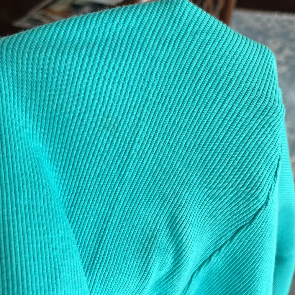 Belle du Jour Aqua Mint Tank Coin Sequin Neckline Ribbed Womens Large Top - Image 13