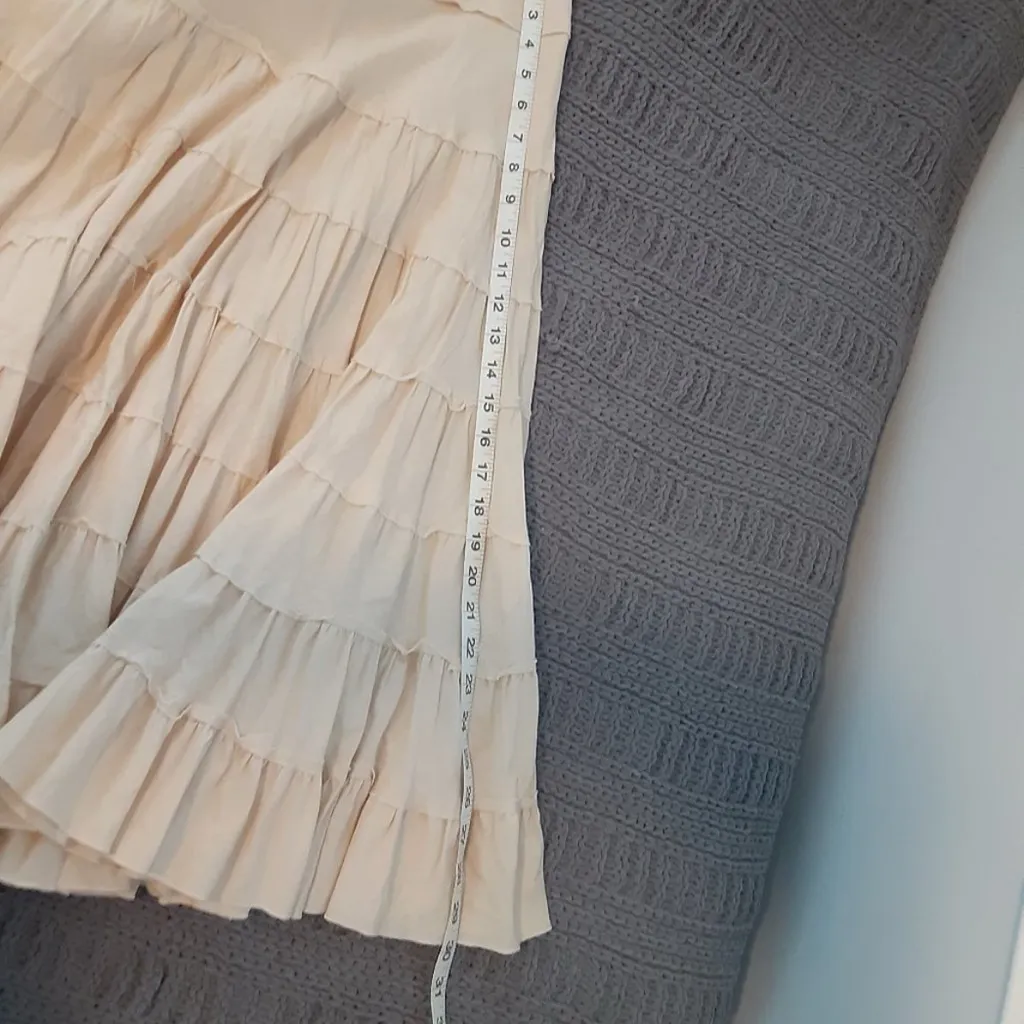Vintage boho tiered ruffle Skirt Cream A-Line SMALL - Image 7