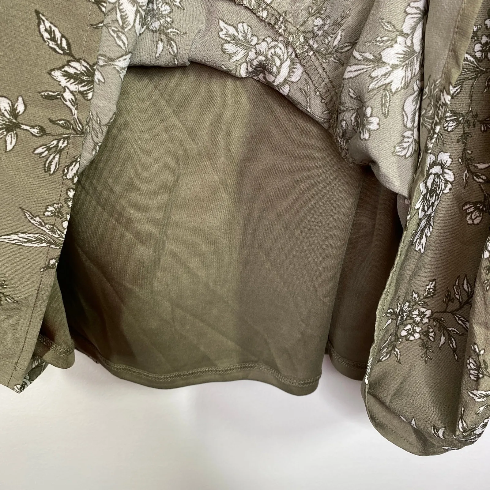 Forever 21 Green‎ Floral Print Tie Shoulder Mini Dress Women Small Boho Cottage - Image 6