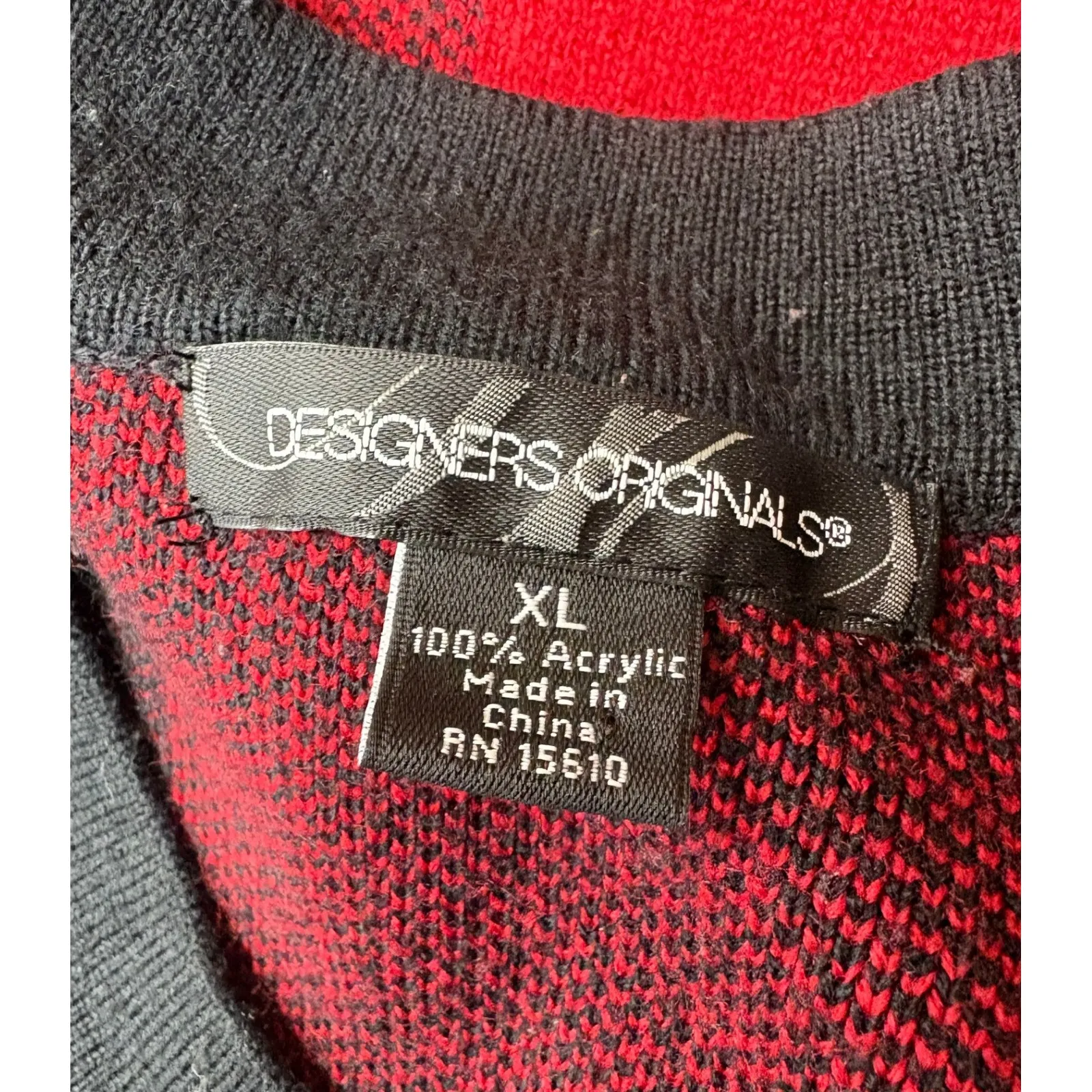 Designers Originals Womens Red Black Buffalo Plaid Kimono Holiday Cardigan XL - Image 3