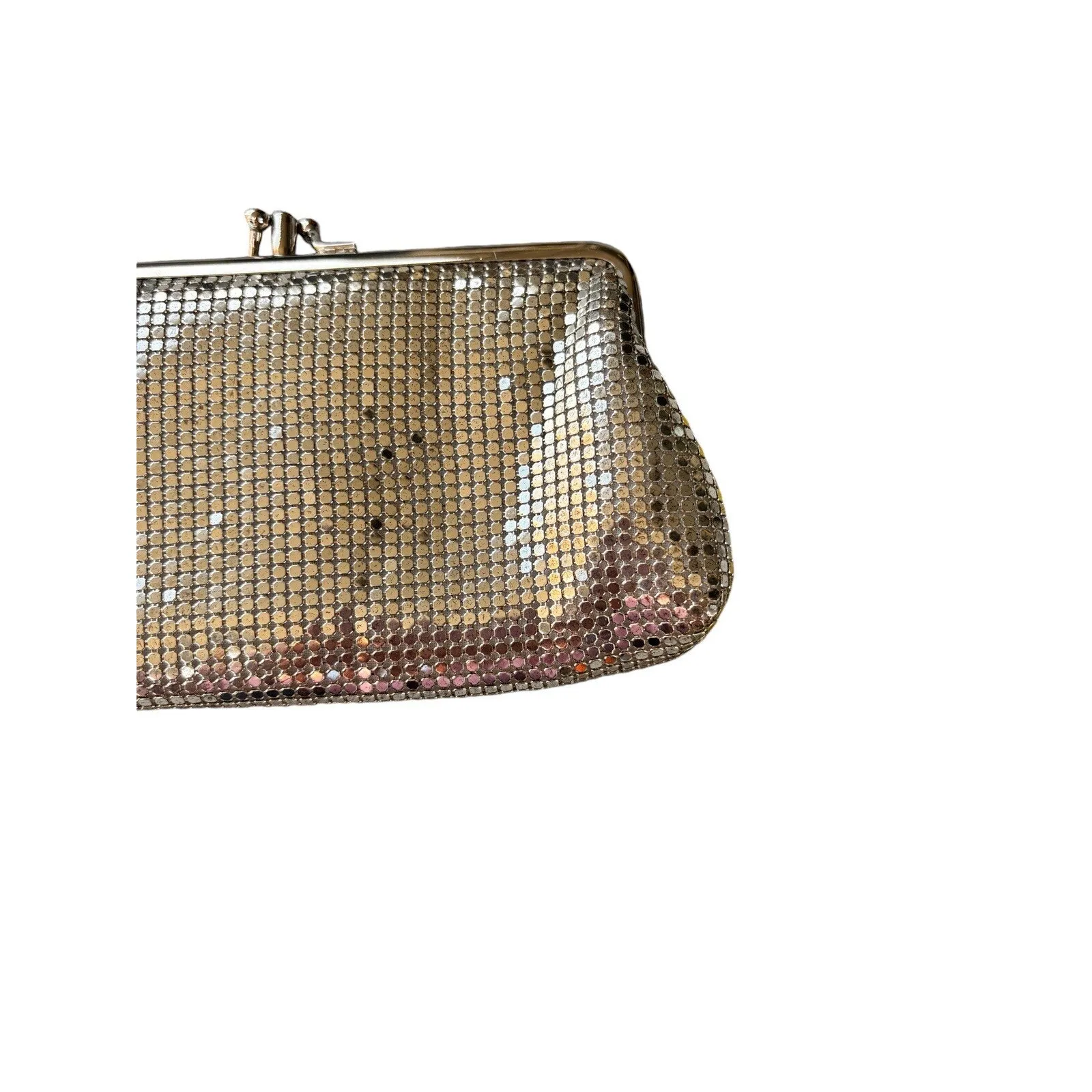 Vintage Lyrella Metal Silver Mesh Evening Clutch Handbag Purse Formal Glam Shiny - Image 2