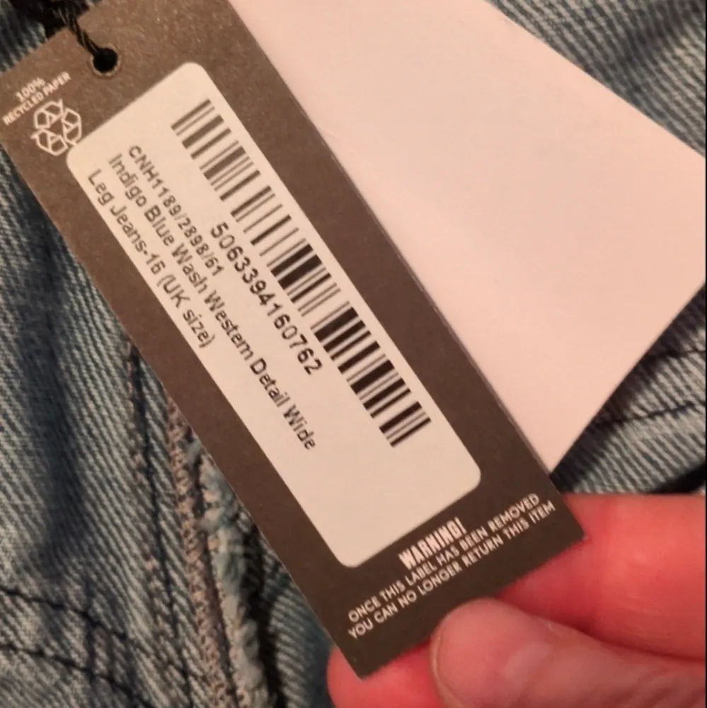 Prettylittlething Indigo Blue Western Detail Wide Leg Jeans Size 12 - Image 5