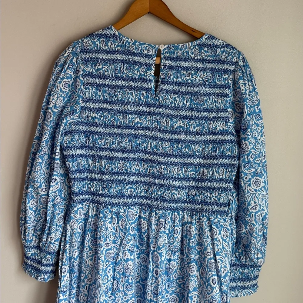 Pink City Prints Ornate Sky Isabel Midi Dress Floral Long Sleeve Smocked - Image 7