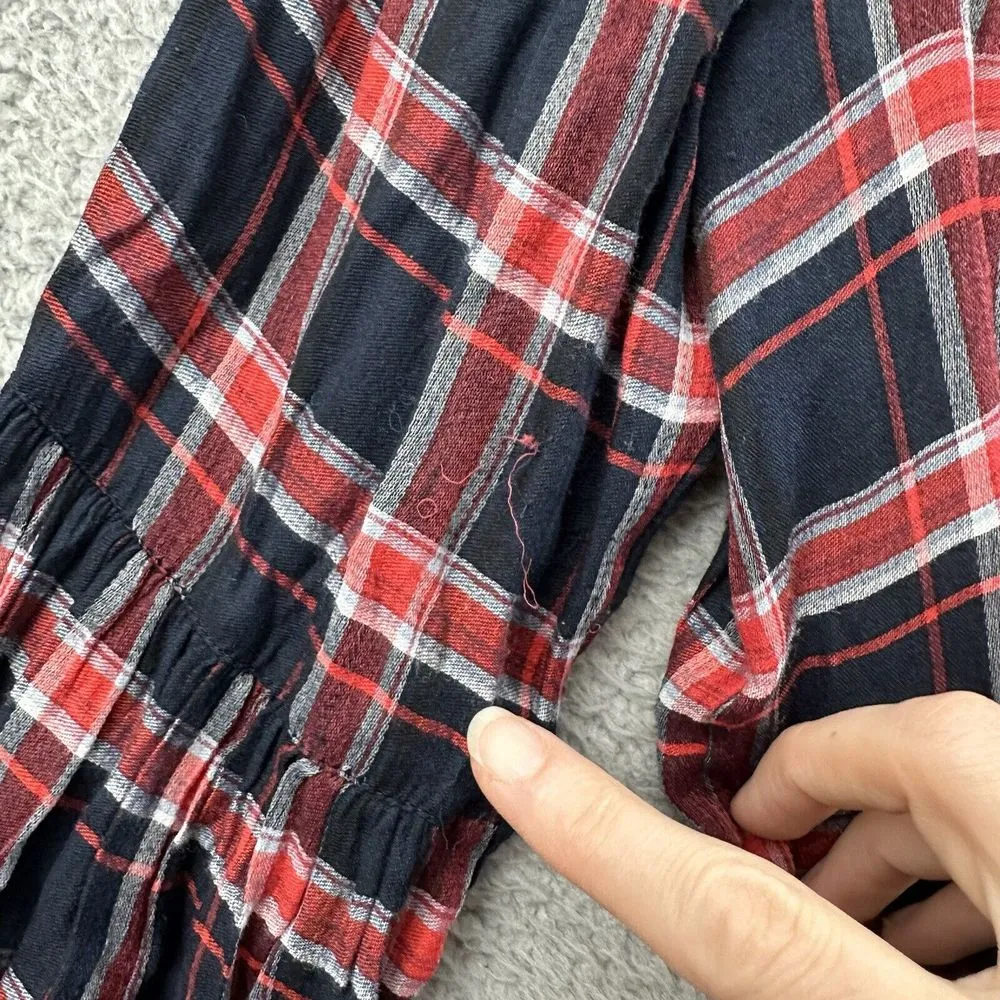 Loft Puff Sleeve Plaid Button Up Shirt Casual Preppy Office Travel‎ Women's M - Image 4