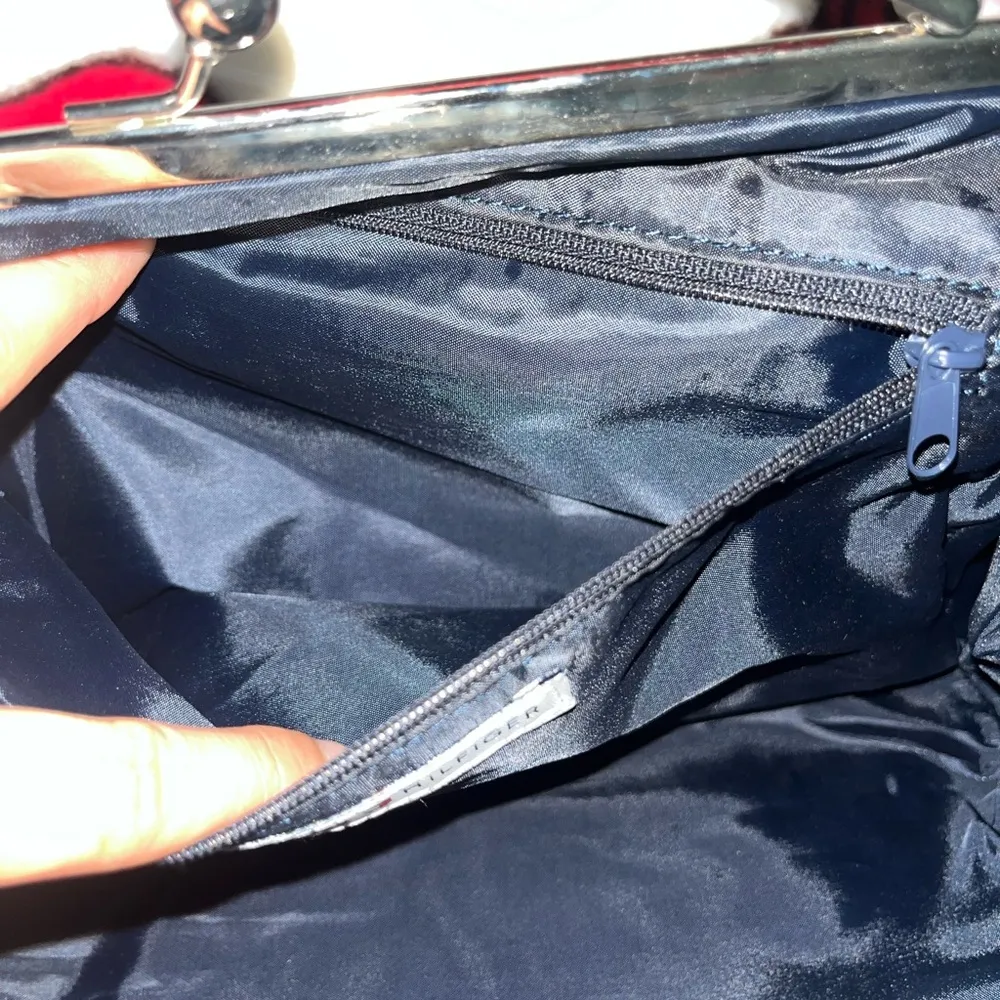 Denim Y2K Tommy Hilfiger clutch bag with red accents clutchbag - Image 10