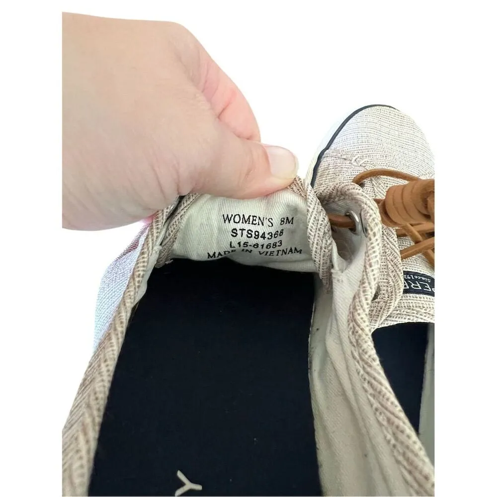Sperry Women's Seacoast Beige Canvas Sneakers Size 8M Casual Summer - Image 7