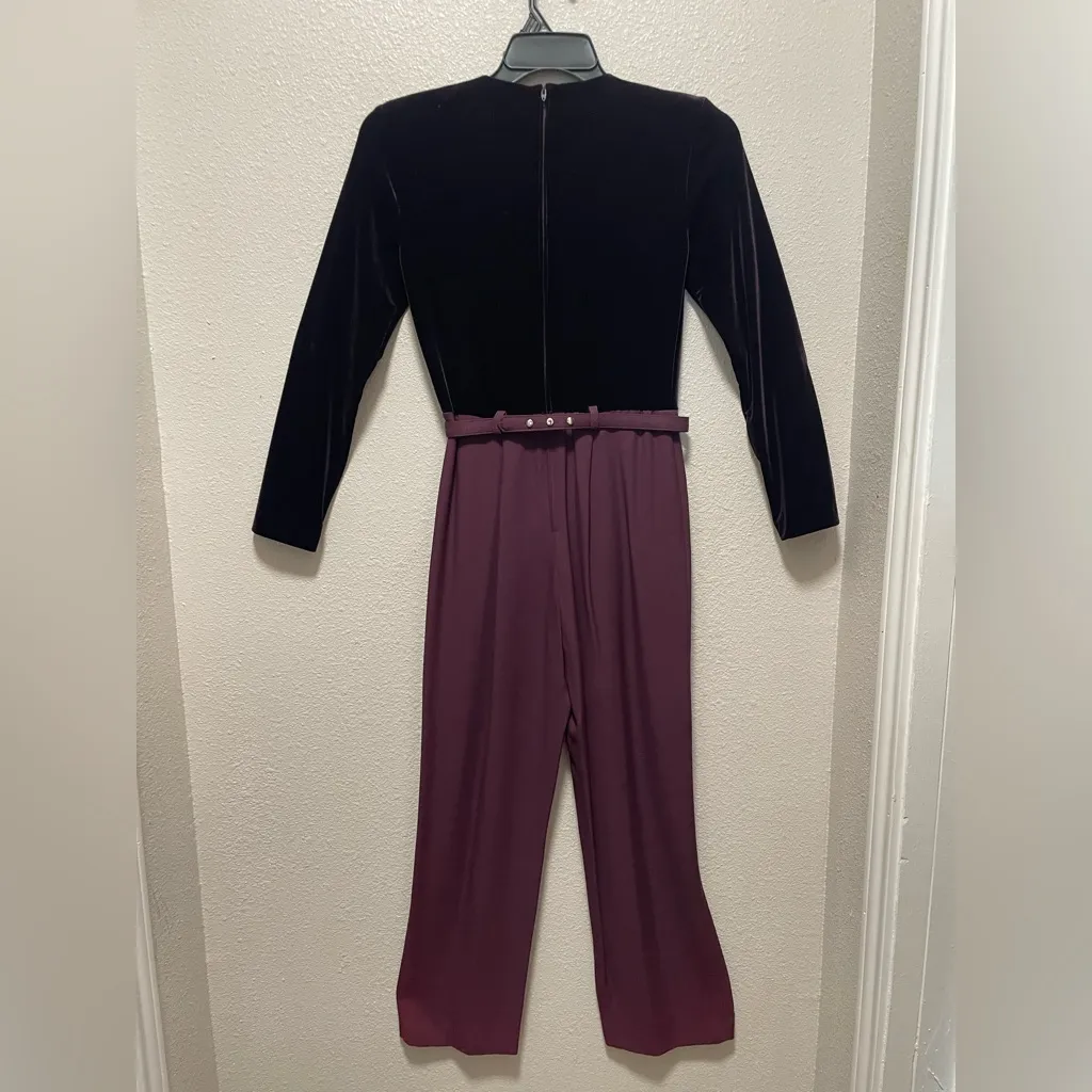 Chic Velvet Eggplant Jumpsuit Purple Size 4P - Image 2
