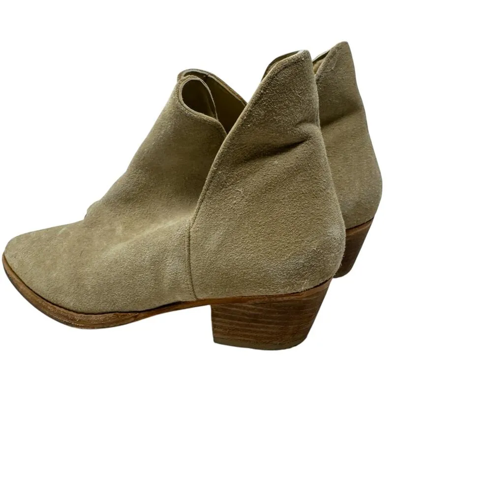 Free People‎ Charm Double V Ankle Boots Camel Suede Size Beige 37.5 US 7 - Image 8