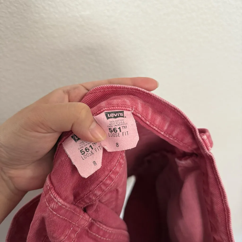 Vintage 1994 Levi’s 561 Loose Fit Denim Shorts in Pink 8 - Image 6