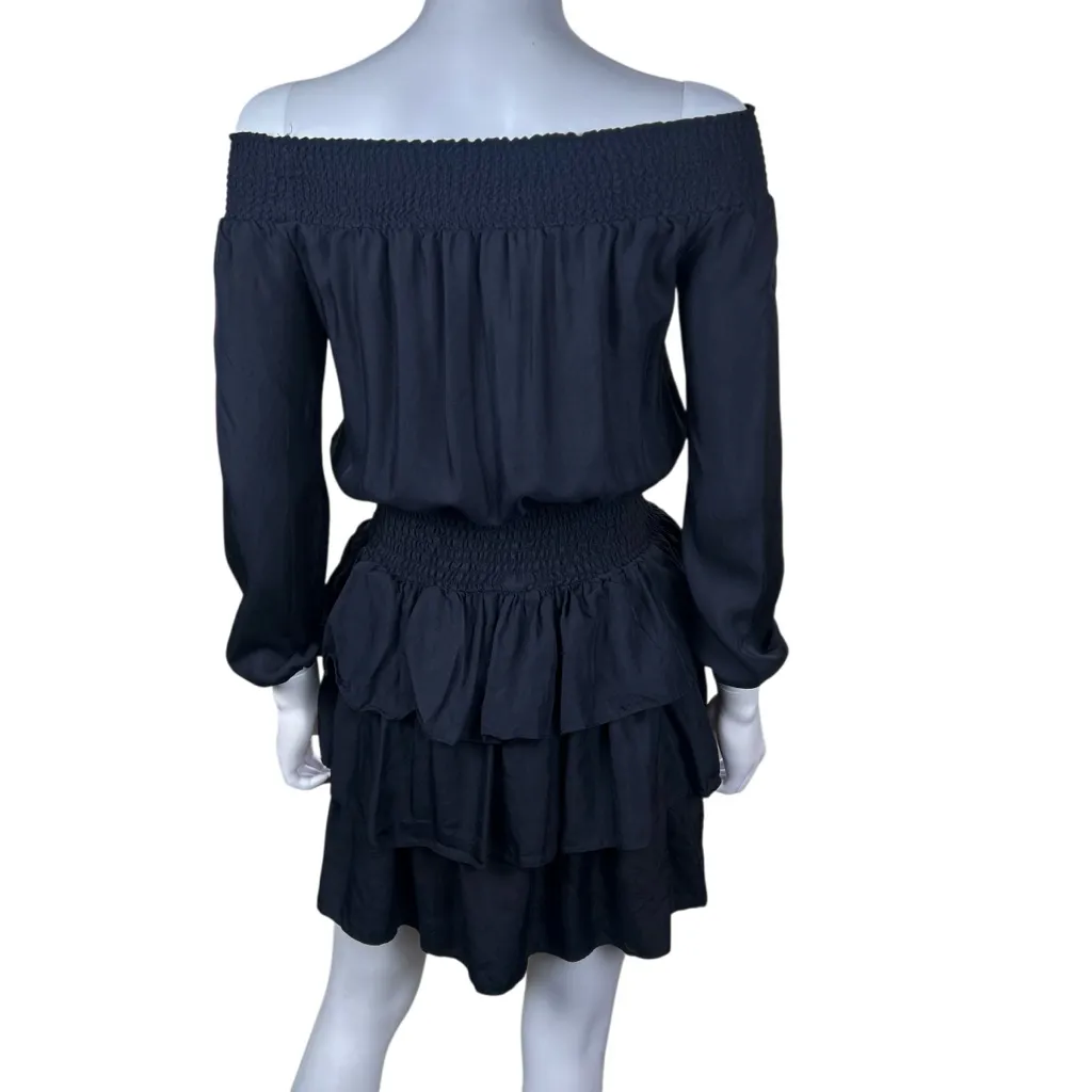 Micheal Micheal Kors 100% Silk Tiered Ruffle Off the Shoulder Mini Dress Black Size XS - Image 2