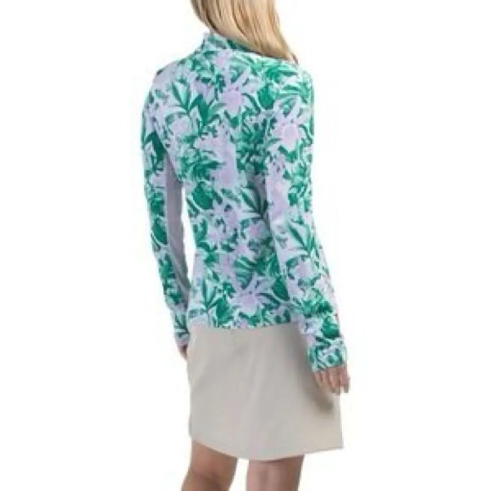 Tommy Bahama Everyday Active Floral Green and Purple Women's Quarter Zip | S - Image 7
