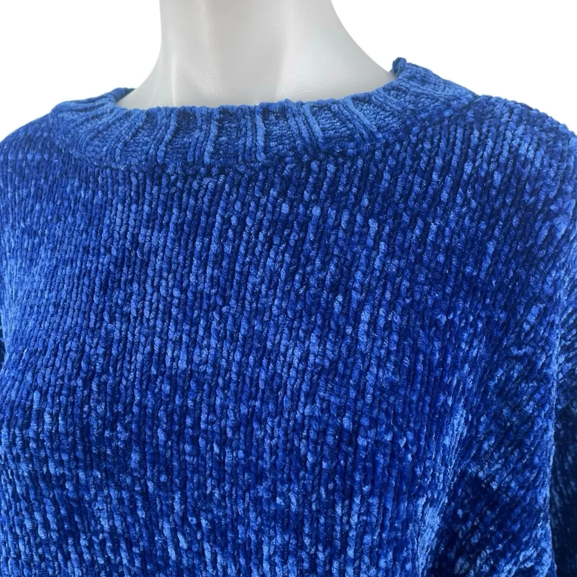 Sanctuary Women's Blue Ribbed Knit Long Sleeve Cozy Crew Neck Sweater Top Size S - Image 3
