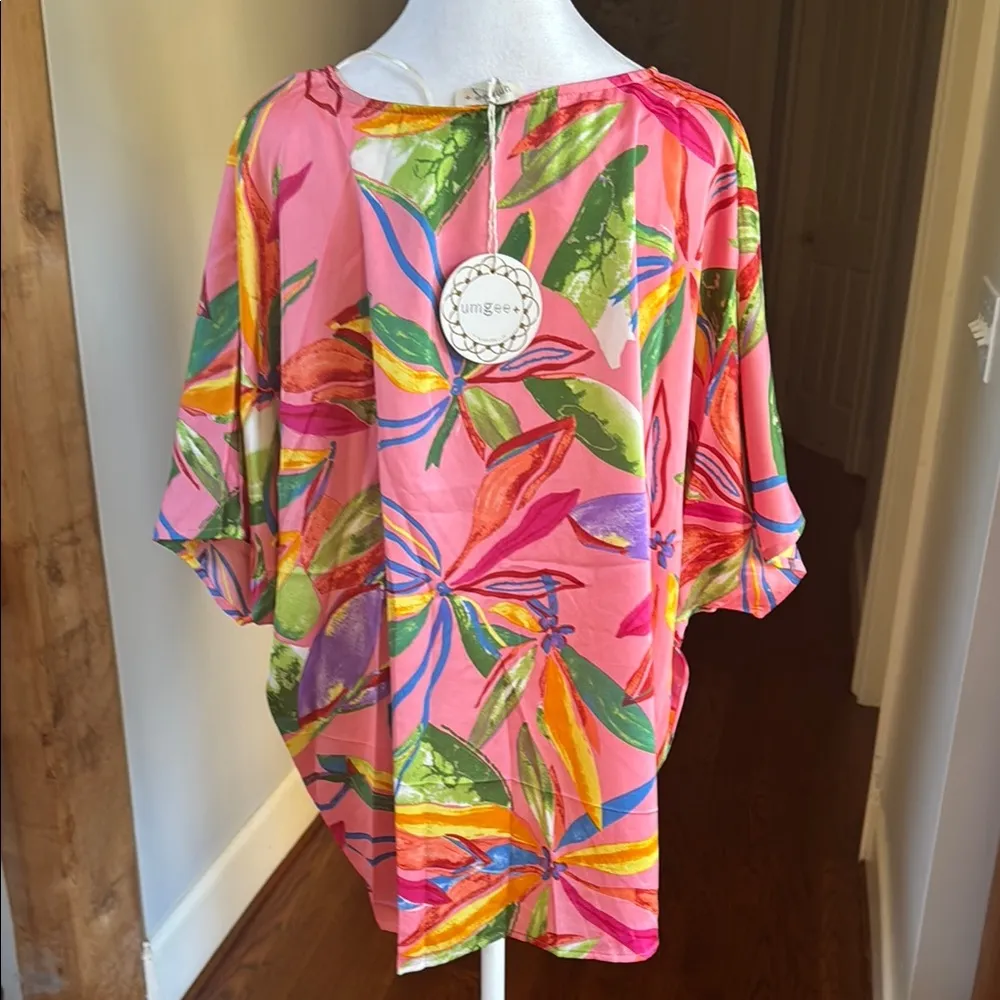 Umgee Tropical Floral Multicolor relaxed fit oversized silky blouse - Image 2