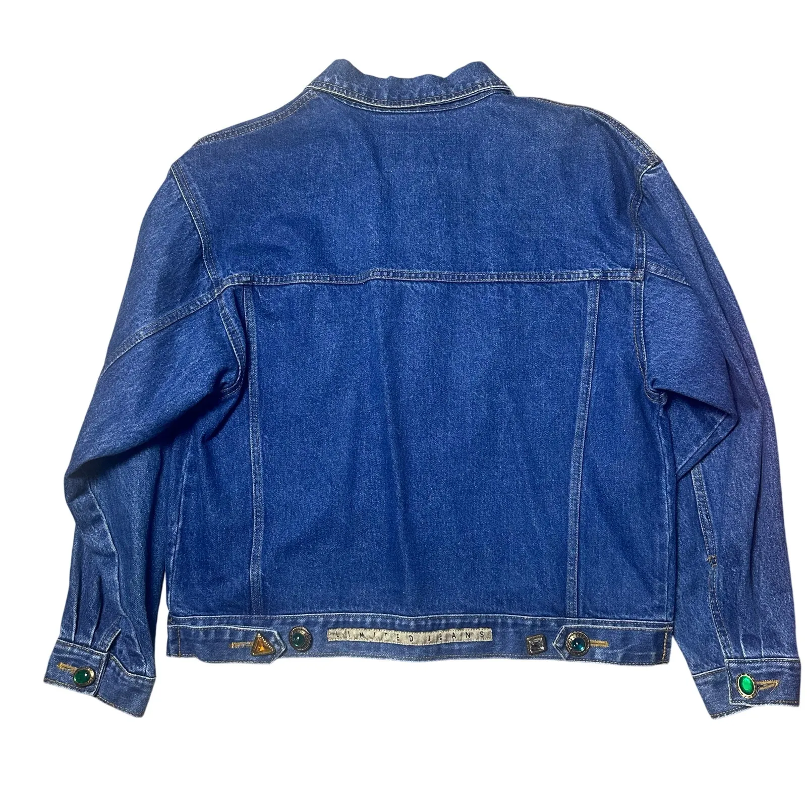 Limited Jeans Vintage Jean Jacket with Bejeweled Buttons Blue - Image 4