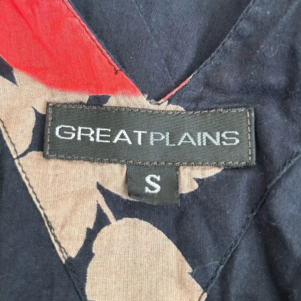 Vintage Great Plains Black Red Floral Print Sleeveless V Neck Mini Dress Small - Image 5