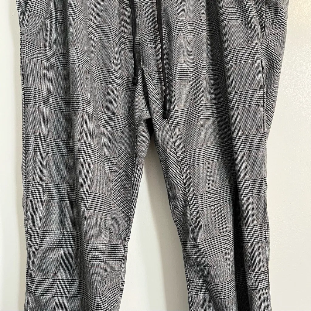 PacSun gray plaid joggers large drawstring casual office slim fit trousers - Image 7