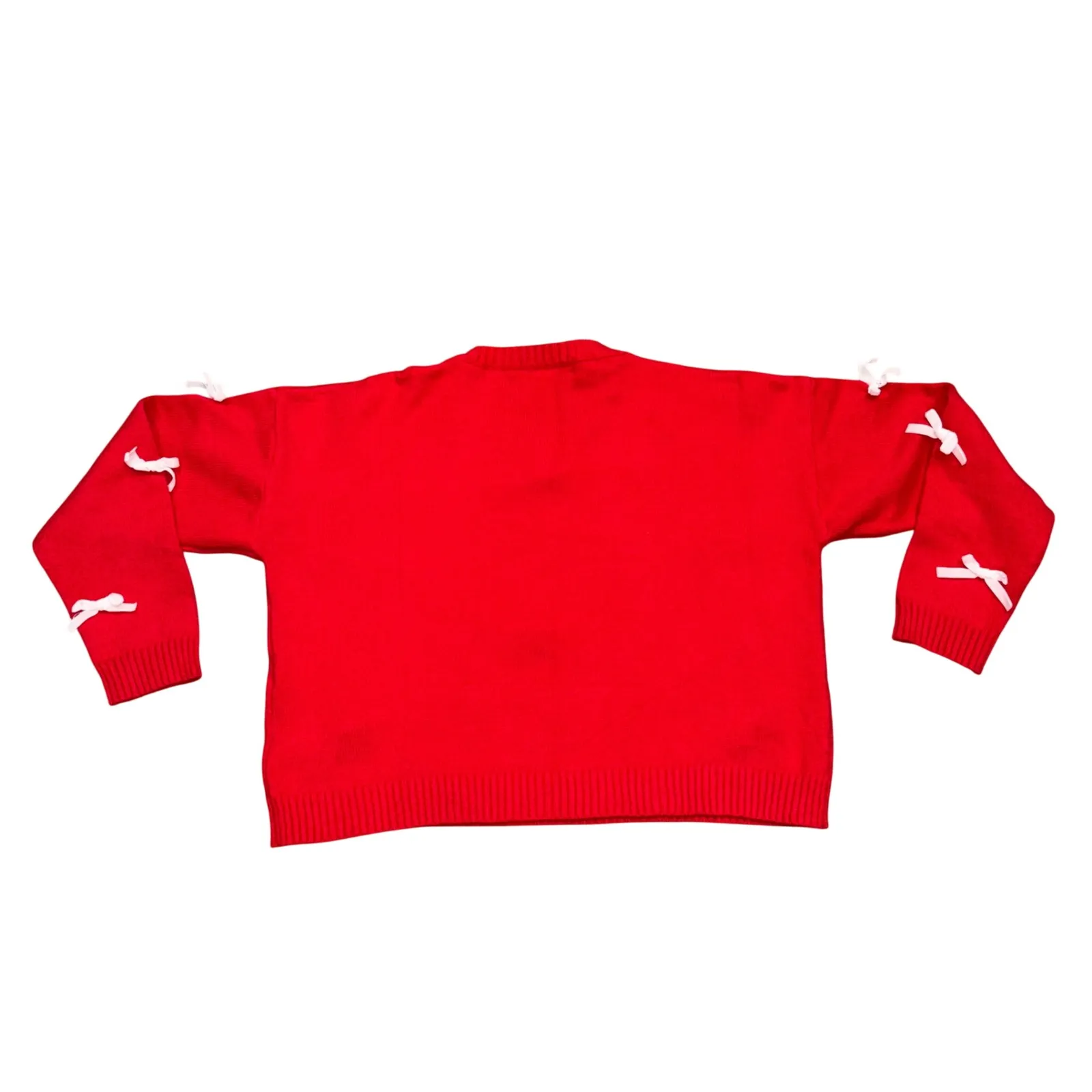 FRY Women Red Knit Long Sleeve Bow Detail Sweater Top Size M Size M - Image 5