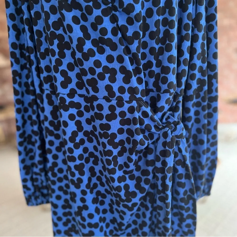 NWT Ava & Viv Dress Faux Wrap Polka Dot XXL Blue Long Sleeve Side Tie Cocktail - Image 5