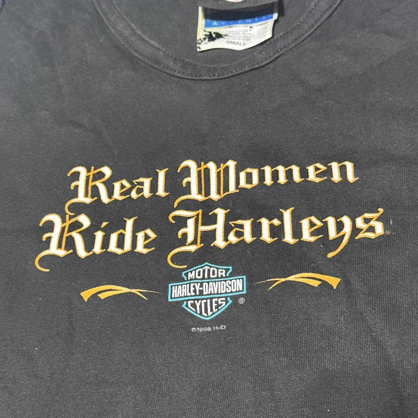 Vintage Harley Davidson Real Women Ride Harleys Black Women's Tank Top SZ S - Image 4