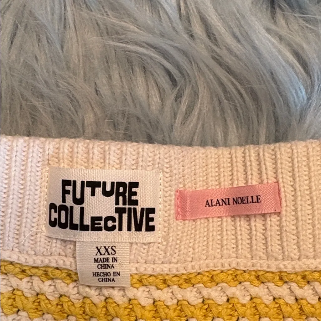 Future Collective Alani Noelle Yellow and White Checkered Knit Mini Skirt XXS - Image 4