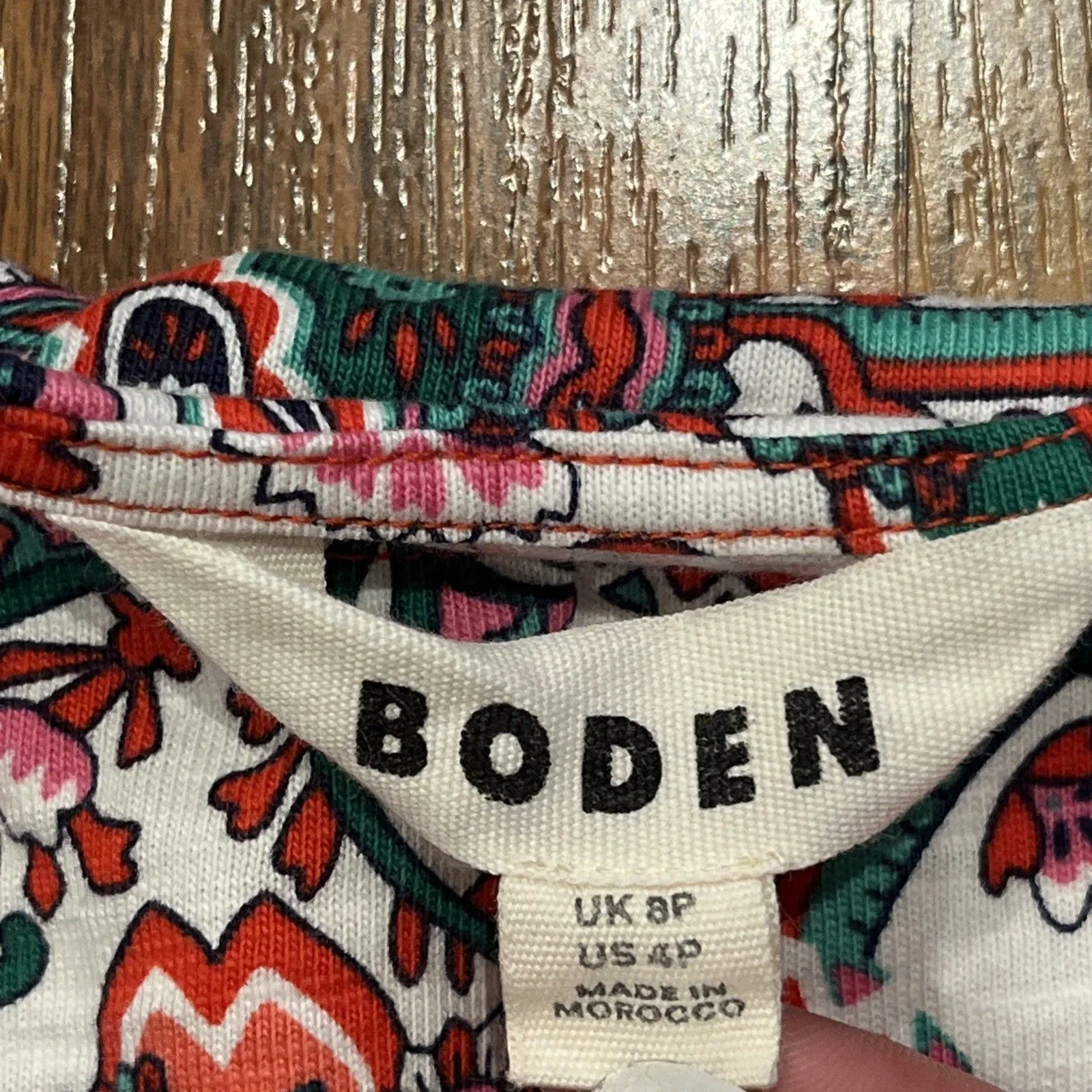 Boden Florrie Jersey Dress Women’s 4 Petite 100% Cotton Floral Red Pockets Size 4P - Image 3