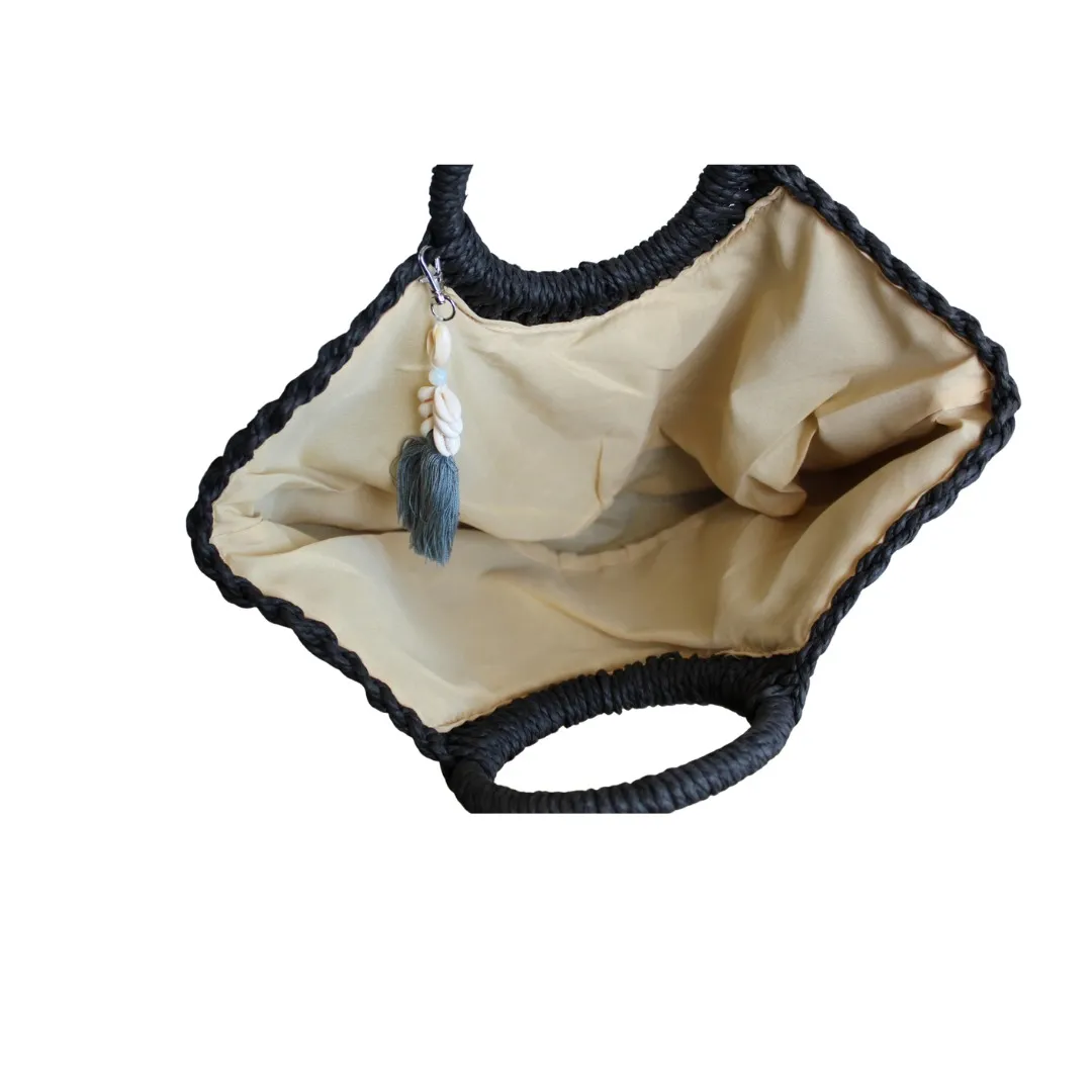 Summer Beach Women's Black Woven Straw Clutch Handbag (unbranded)‎ - Image 2