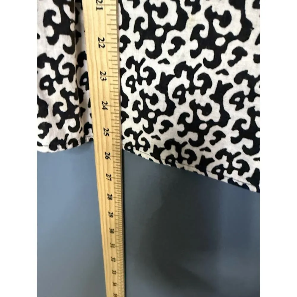 Keyhole Office Tank Top Print Black White Basic Embroidered Formal Casual Sz M/L Size L - Image 10