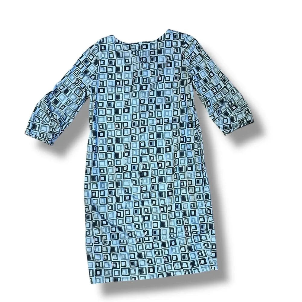 S'Max Mara linen shift dress Tunic Geometric Print Size Small 3/4 sleeve - Image 7