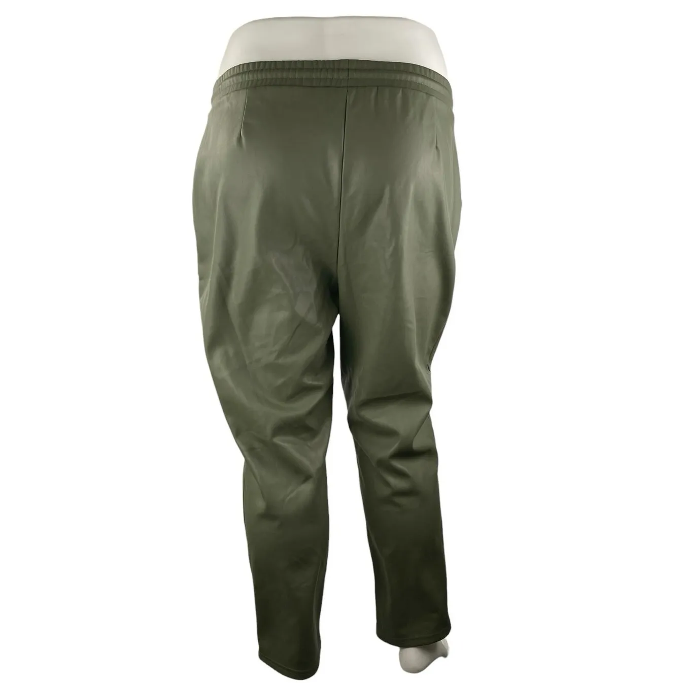 ASOS Design Green Faux Vegan Leather High Waist Straight Trousers Pants Size 14 - Image 3