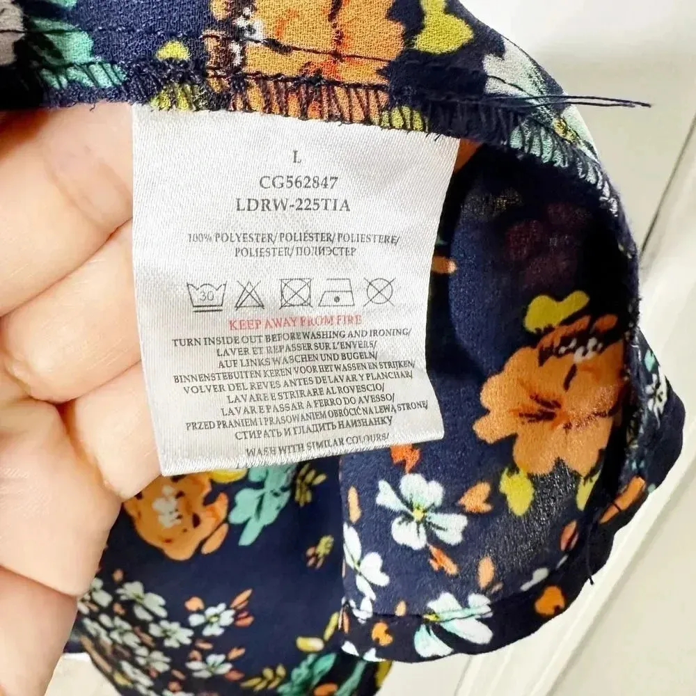 BRAVE SOUL LONDON Womens Large Navy Ditsy Floral Button‎ Front Mini Dress Blue - Image 4