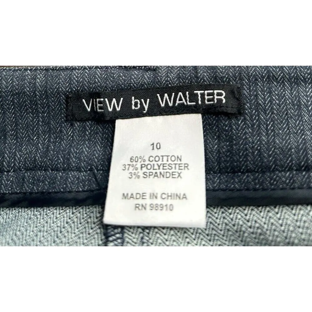 View By Walter Blue Herringbone Denim Trouser Jeans and Blazer Pant Suit Sz 10 L - Image 7