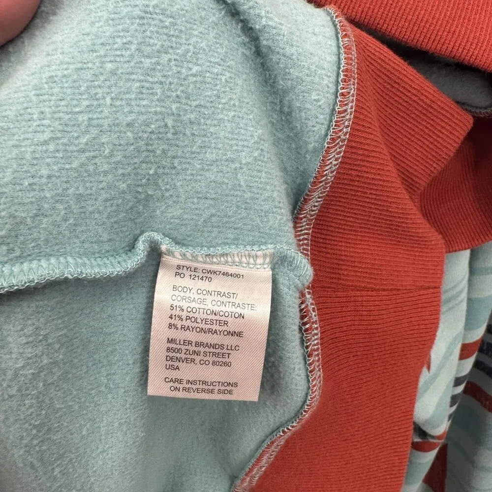 Cruel Pullover Sweatshirt Womens XXL Blue Orange Western Aztec Print Cotton Blen - Image 8