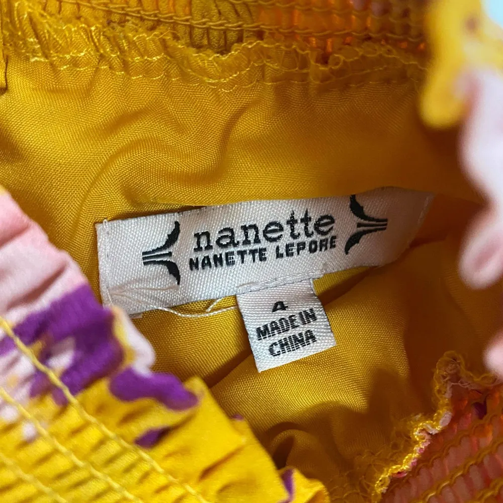 Nanette Lepore Sz 4 Floral Print Accordion Pleated Dress Mango Mojito Keyhole - Image 13