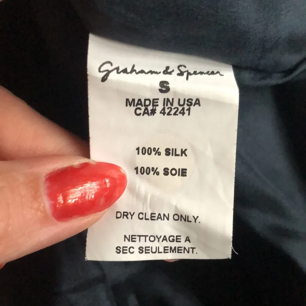 Anthropologie Graham & Spencer Dark Blue Satin Silk Mini Skirt Small - Image 8