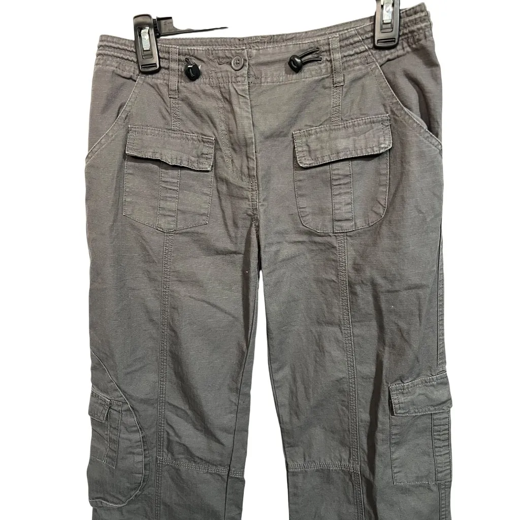 Brandy Melville Gray Womens Cargo Pants With Pockets 100% Cotton Casual Relaxed - Image 2