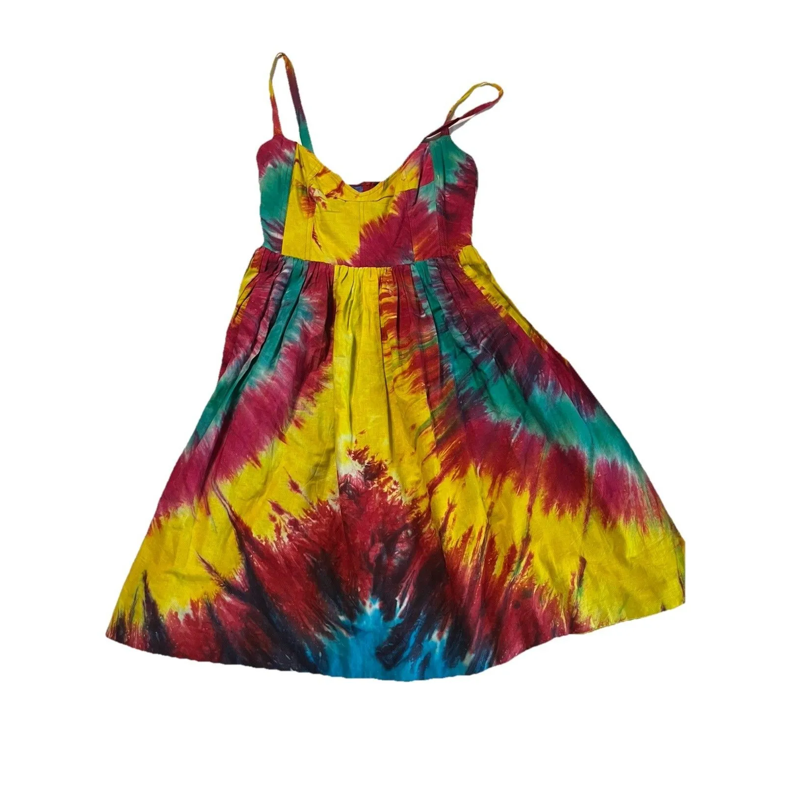 Le Shack Tie Dye Dress Size 6 Fit & Flare Corset Top Boho Beachy Peasant Multiple - Image 4
