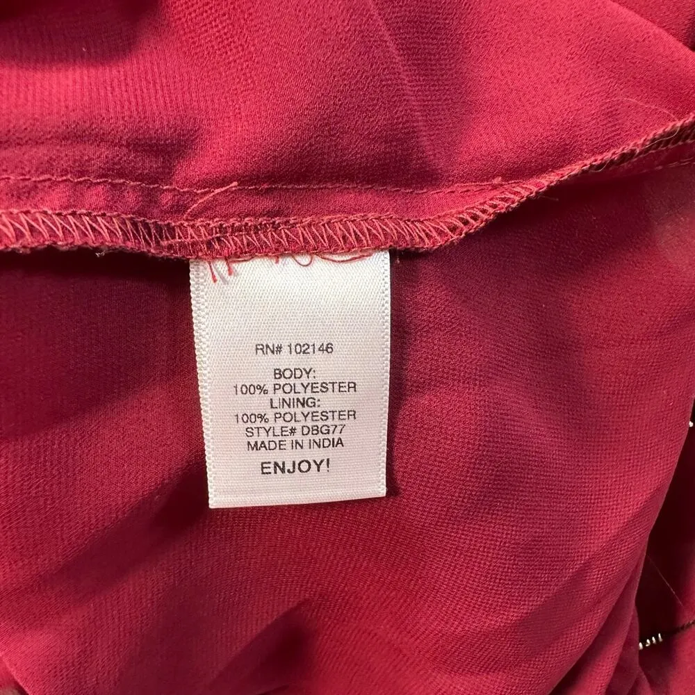 Michael Stars Burgundy Beaded V-Neck Blouse Women's XS Sheer Ruffle Sleeve Top - Image 6