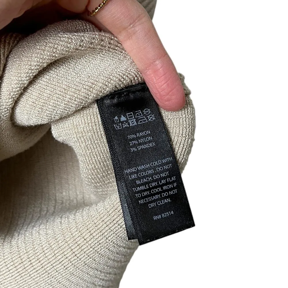 house of harlow 1960 beige cream ribbed knit v neck collared crop top - Image 4