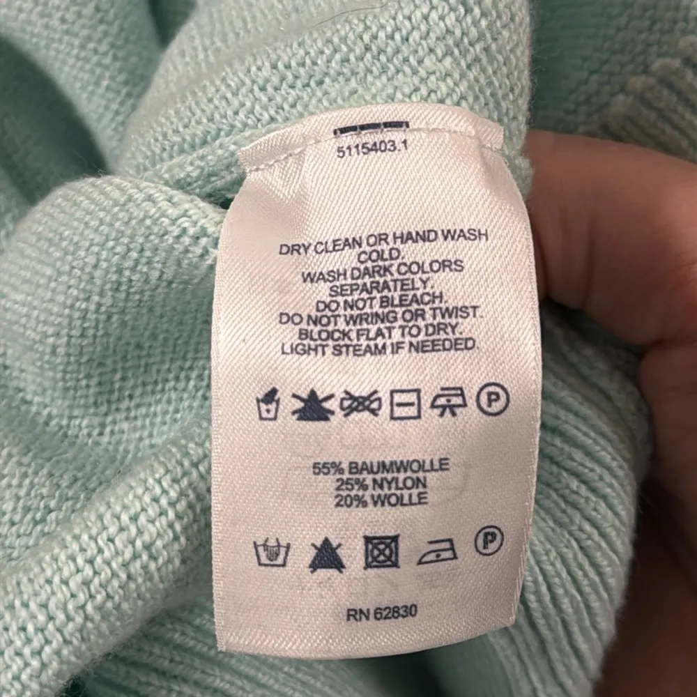 Lands' End Turtleneck Cotton wool pastel sea foam green sweater sz L (14 - 16) - Image 11