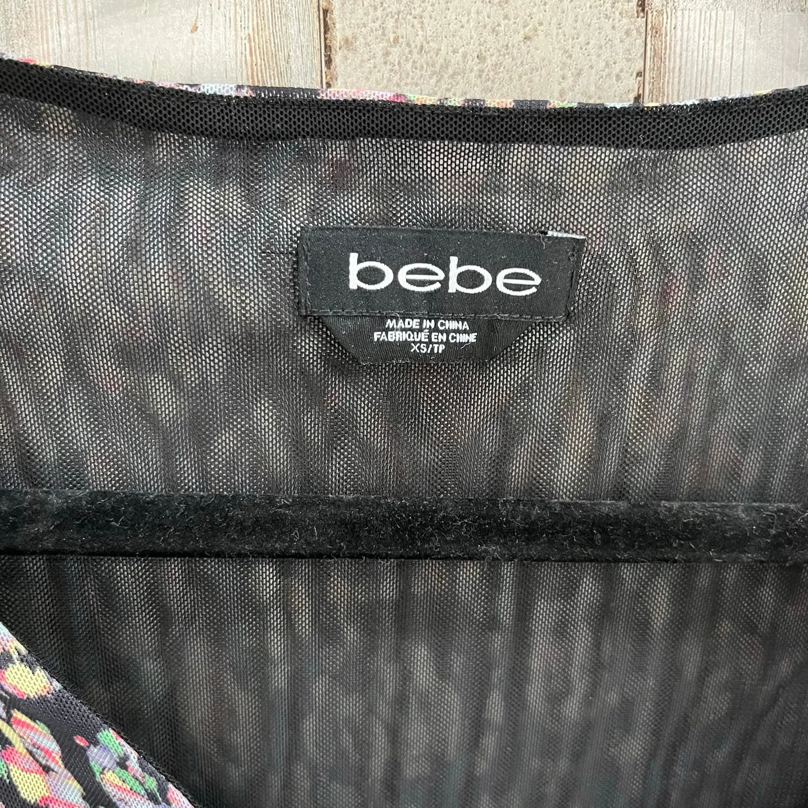 Bebe Women Animal Print Bodysuit Size XS Long Sleeve Mesh Thong Snaps - Image 2