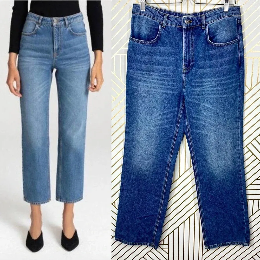 ALC A.L.C. Malone Jeans Pant Cropped High Waist‎ Denim Medium Wash Blue Size 10 - Image 2