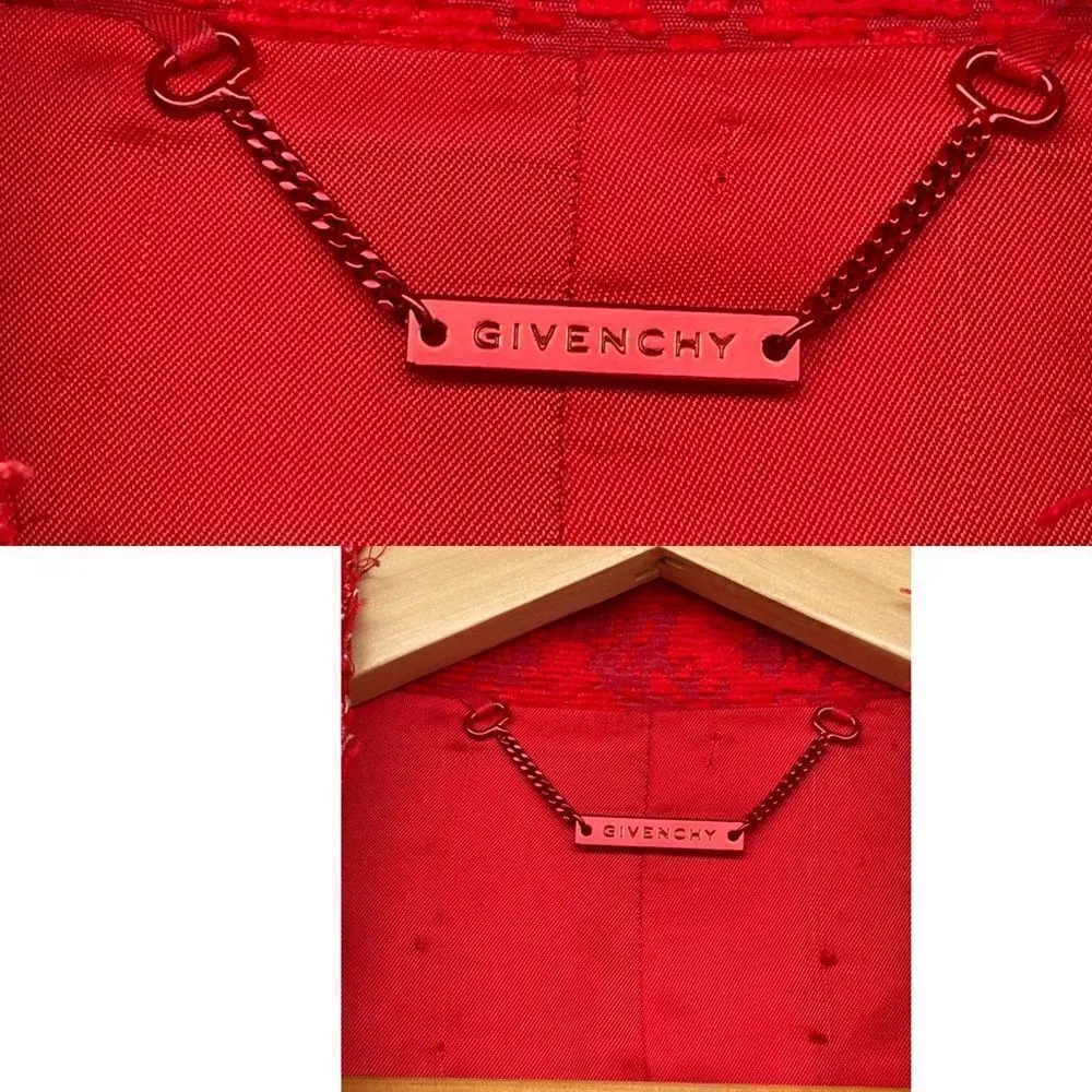 Givenchy Red Jacquard Double Breast Blazer Size 6" - Image 16