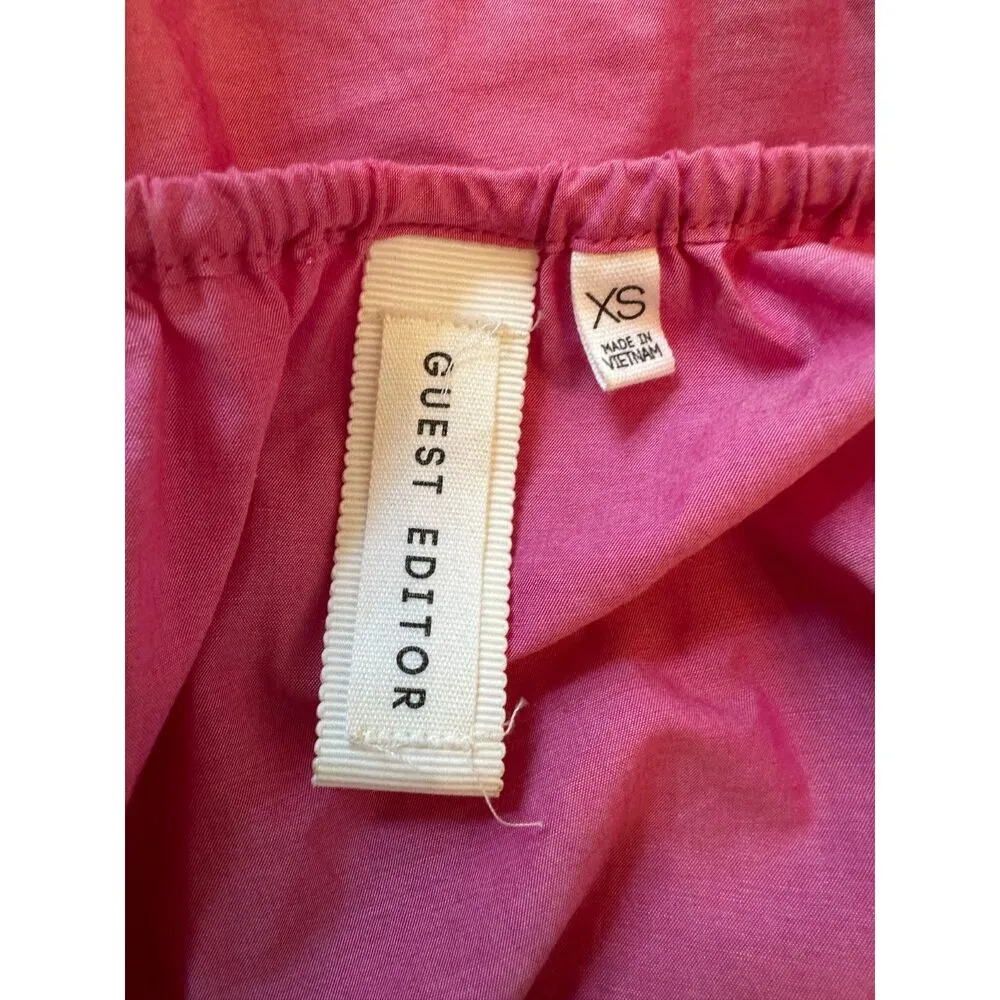Anthropologie Guest Editor Pink Off the Shoulder Puffy Sleeve Top Size XS - Image 6