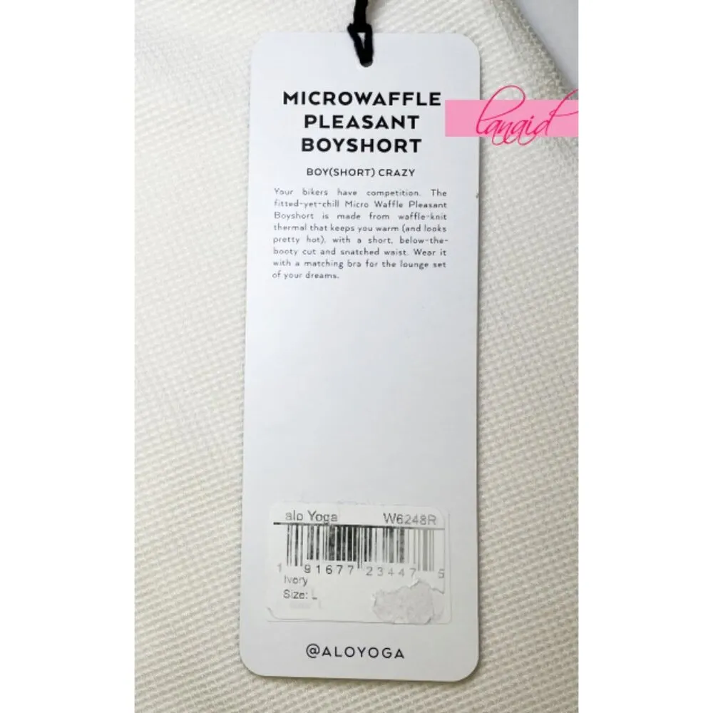 Alo Microwaffle Pleasant Boyshort Ivory Cream Waffle Thermal Mini Stretch Shorts - Image 8