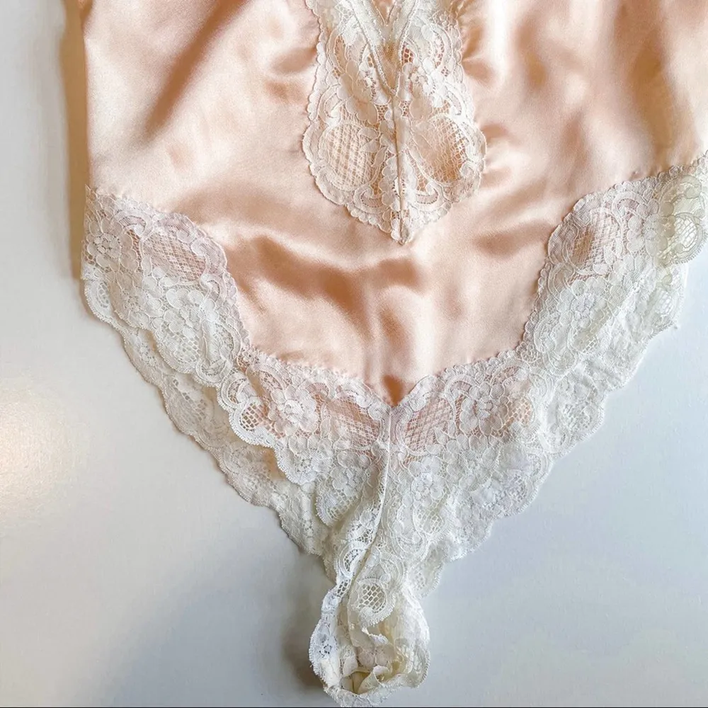 Vintage Satin Lace Body Suit Size M - Image 4