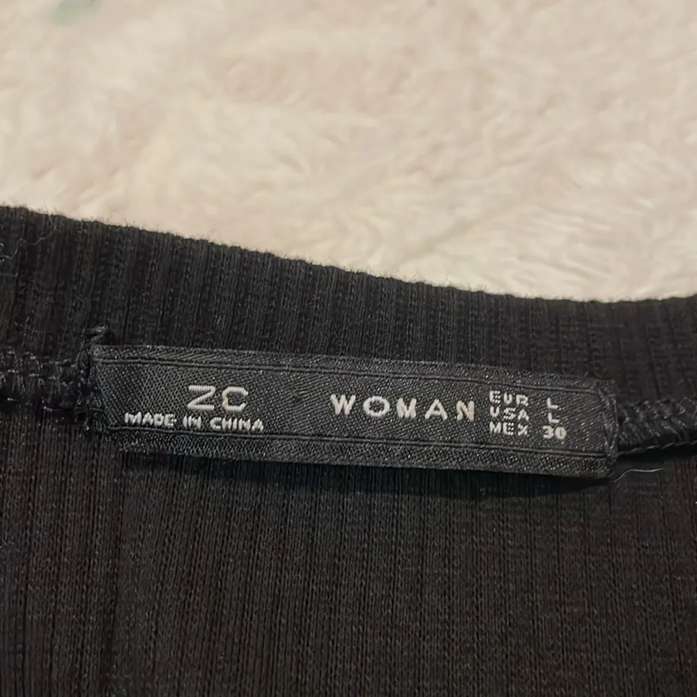 Zara ZC Woman- Black Ribbed Attached Belt High Neckline Mini Dress- Size L - Image 3