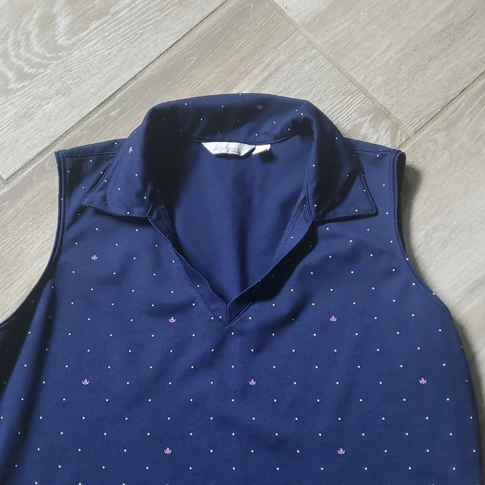 Lady Hagen Polka Dot Logo Sleeveless V-Neck Golf Polo with Collar - Image 5