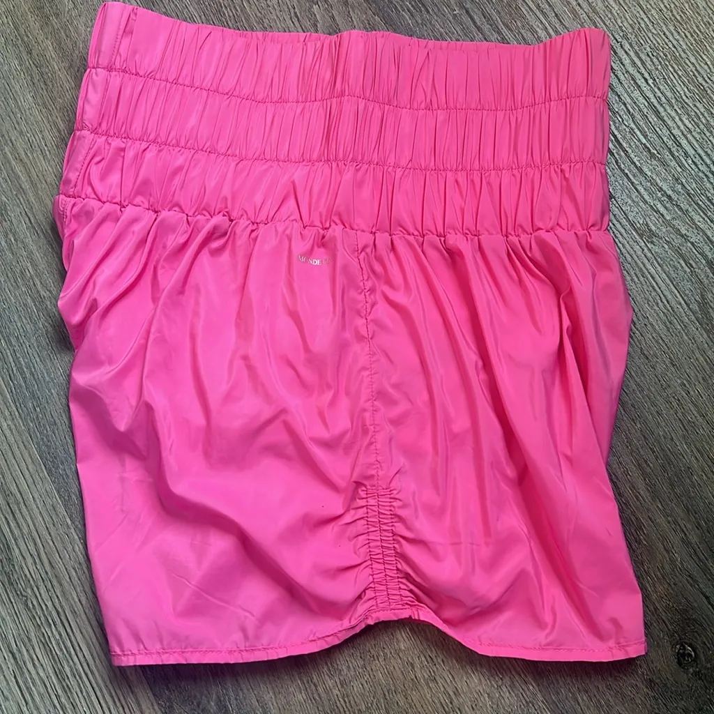 Mondetta Pink Smocked Waistband Lined Shorts with Zipper Key Pocket NWT - Image 11