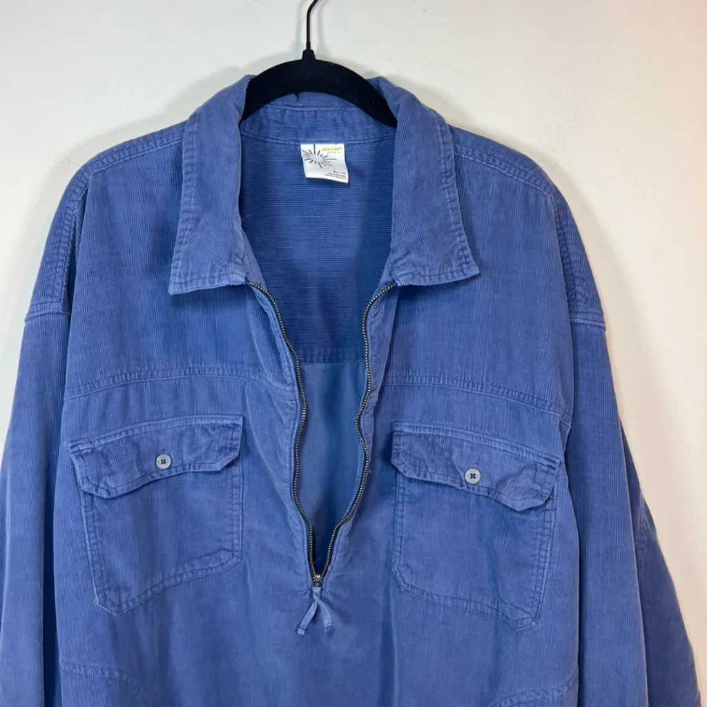Offline By Aerie Corduroy Half Zip Shacket Shirt Sapphire Blue Pockets Womens XL - Image 4